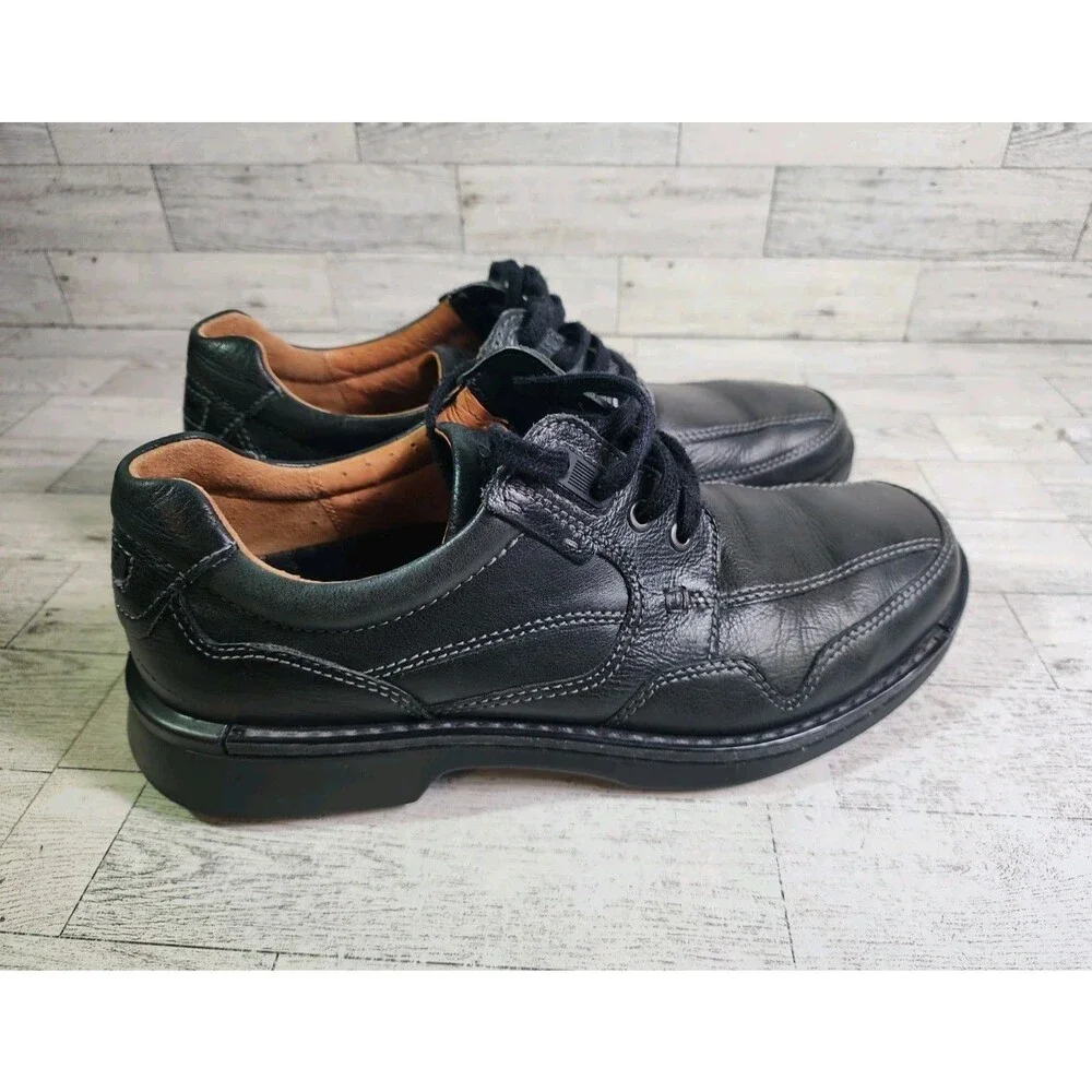 Ecco Oxford Black Leather Shoes Lace Up Derby Casual Comfort Mens 9-9.5 Euro 43